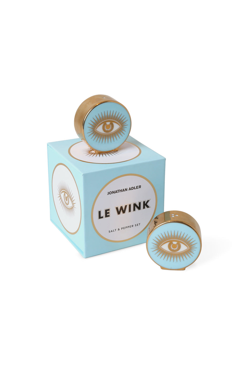 Le Wink Salt and Pepper Set, Alternate, color, Light Blue / Gold