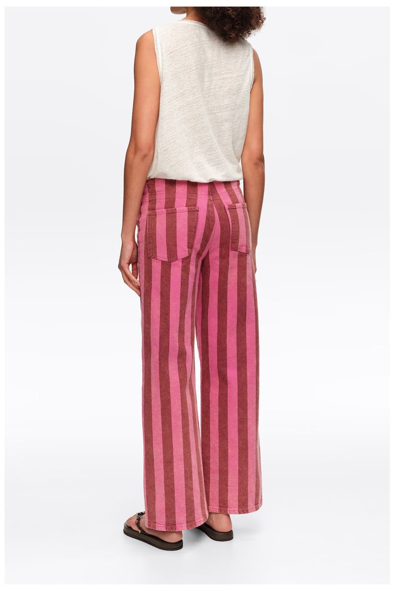 Low-Rise 5-Pocket -Striped Denim Trousers, Alternate, color, PINK