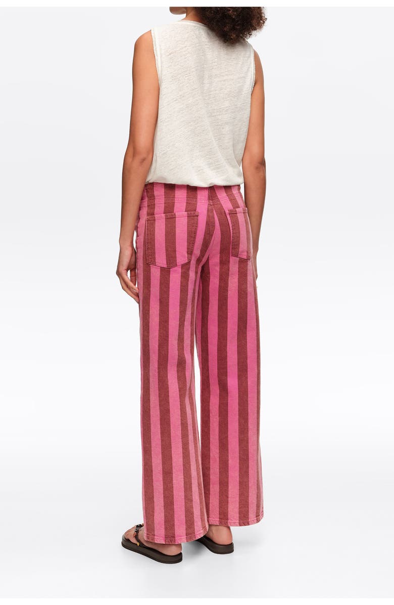 Bimba y Lola Low-Rise 5-Pocket -Striped Denim Trousers, Alternate, color, Pink