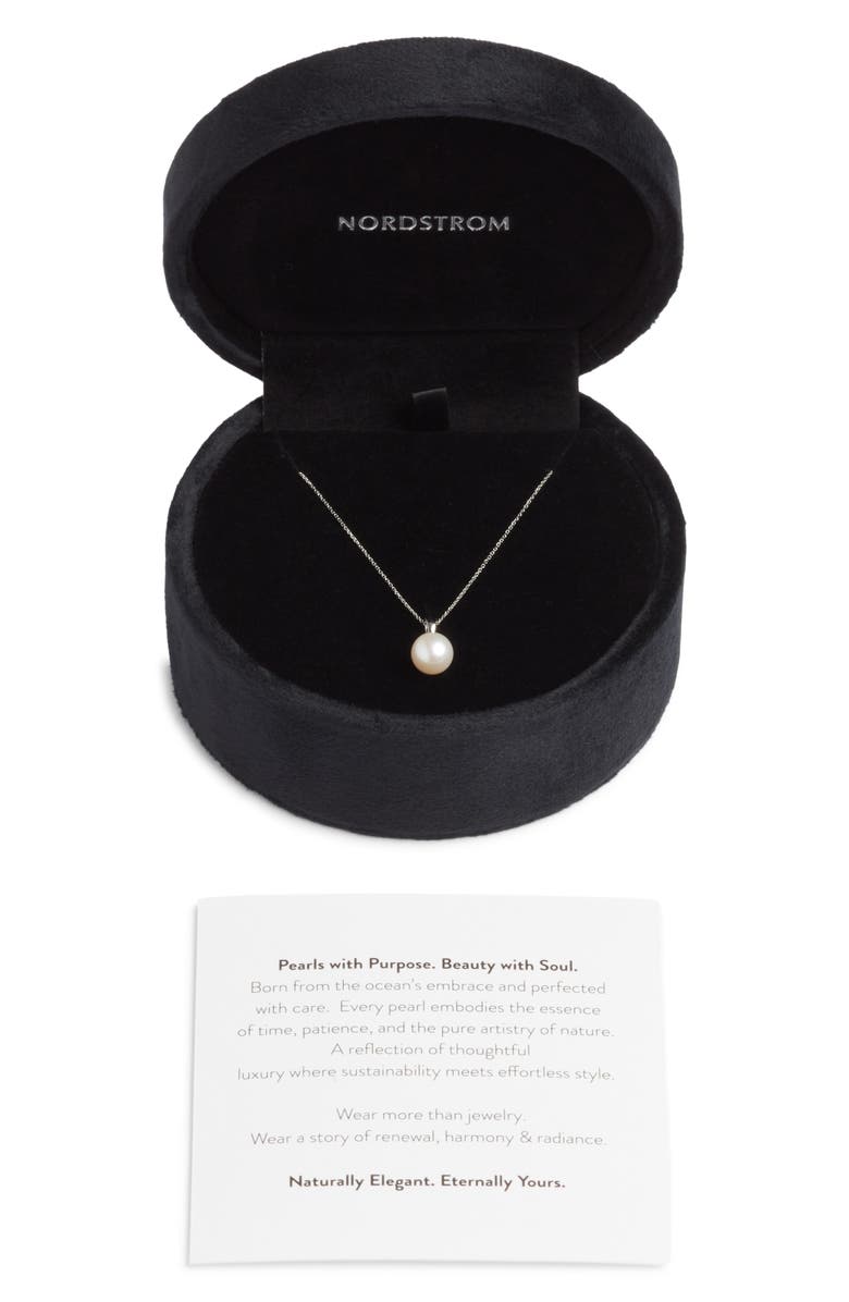Nordstrom Freshwater Pearl Pendant Necklace, Alternate, color, White- 14K White Gold