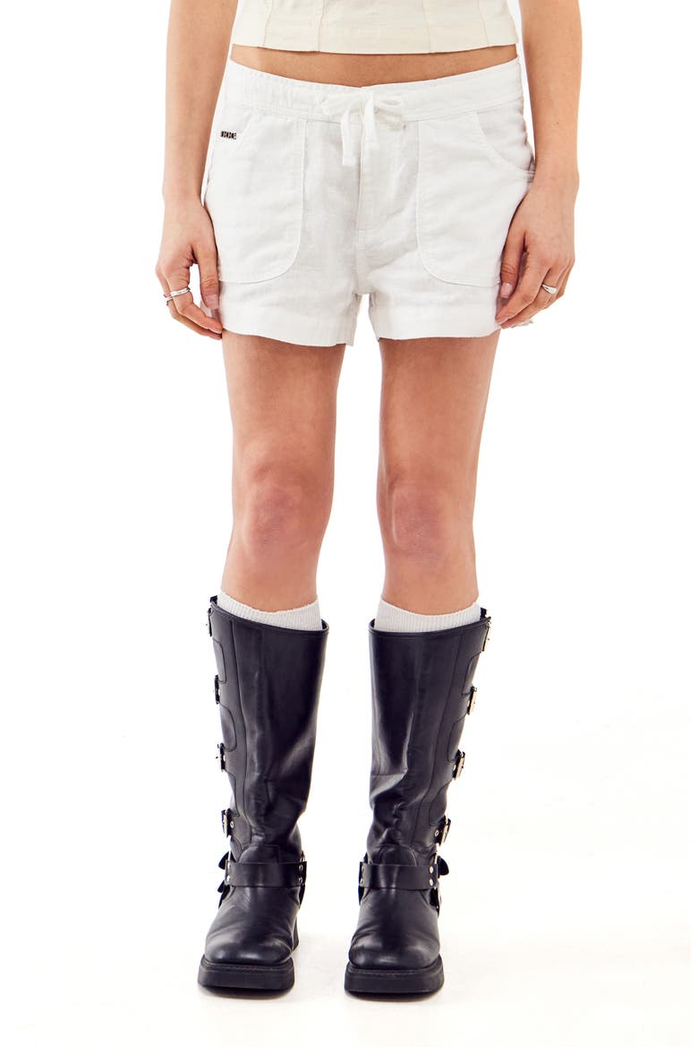 Linen Drawstring Shorts, Main, color, WHITE