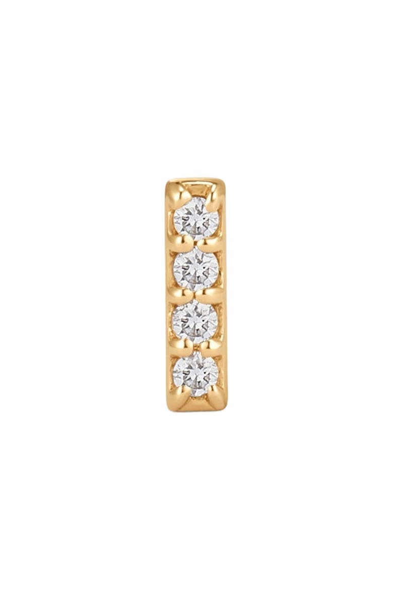 14k Diamond Bar Stud Earring (Flat Back) - Single, Alternate, color, 14k Solid Gold