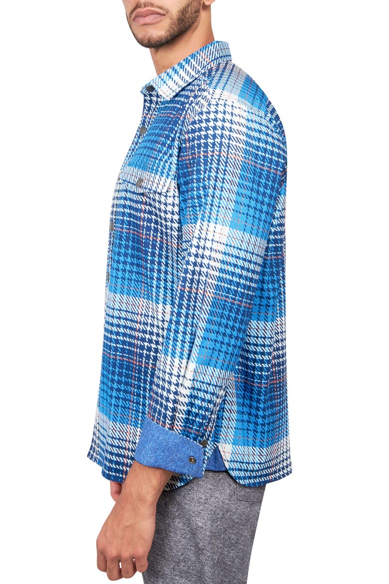 Slim Plaid Cotton Stretch Shirt Jacket, Alternate, color, BLUE