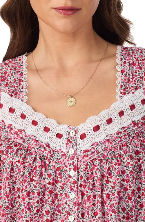 Eileen West Floral Sleeveless Ballet Nightgown In Pink