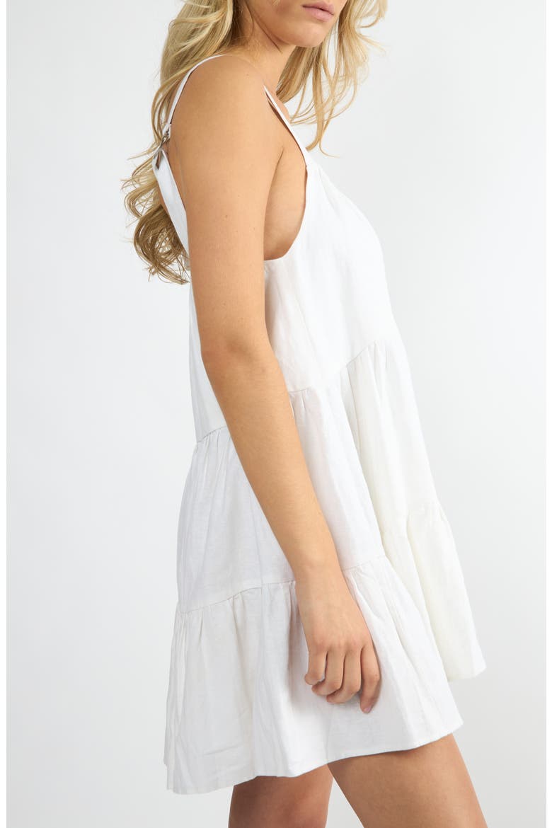 Linen Blend Babydoll Mini Sundress, Alternate, color, WHITE