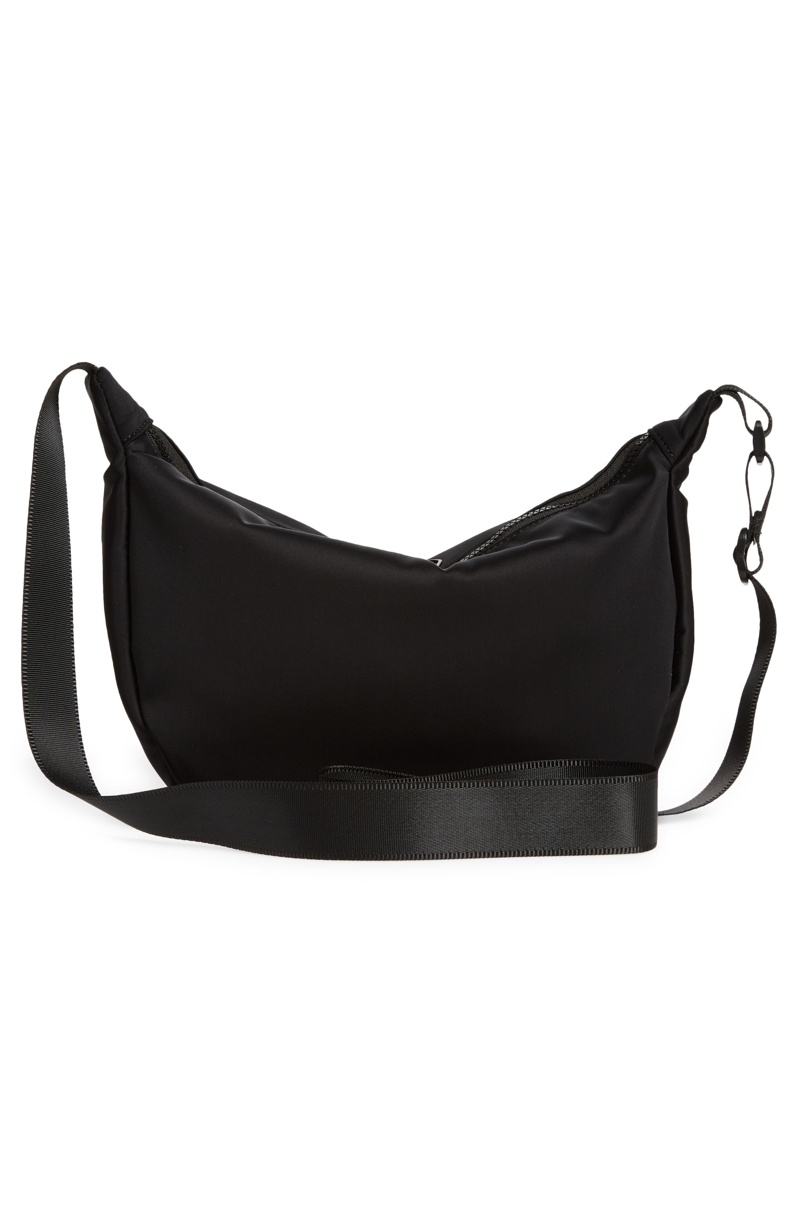 Half Moon Nylon Crossbody Bag, Alternate, color, BLACK