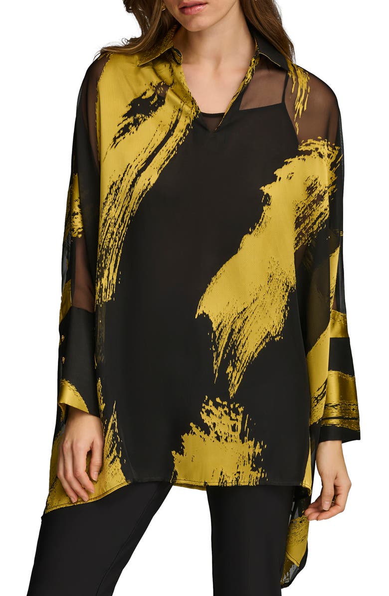 Donna Karan New York Point Collar Long Sleeve Tunic, Main, color, 