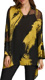 Donna Karan New York Point Collar Long Sleeve Tunic