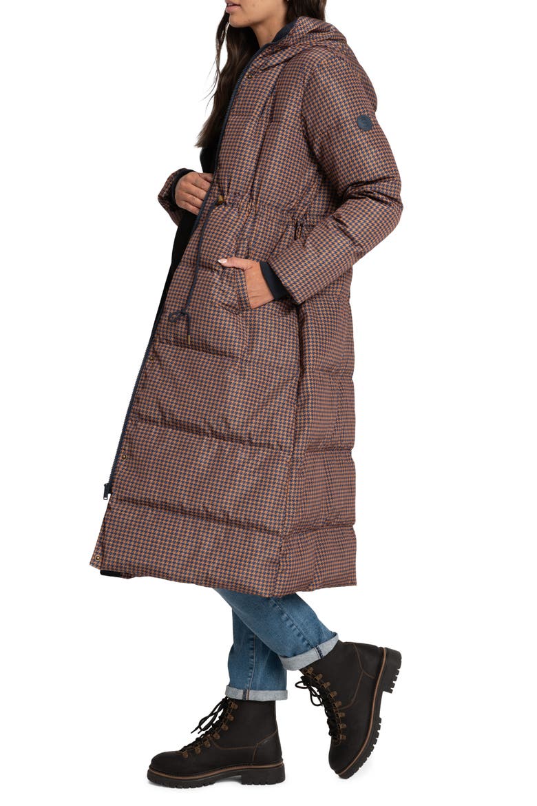 Houndstooth Water Resistant Quilted Maternity Coat, Alternate, color, OXFORD