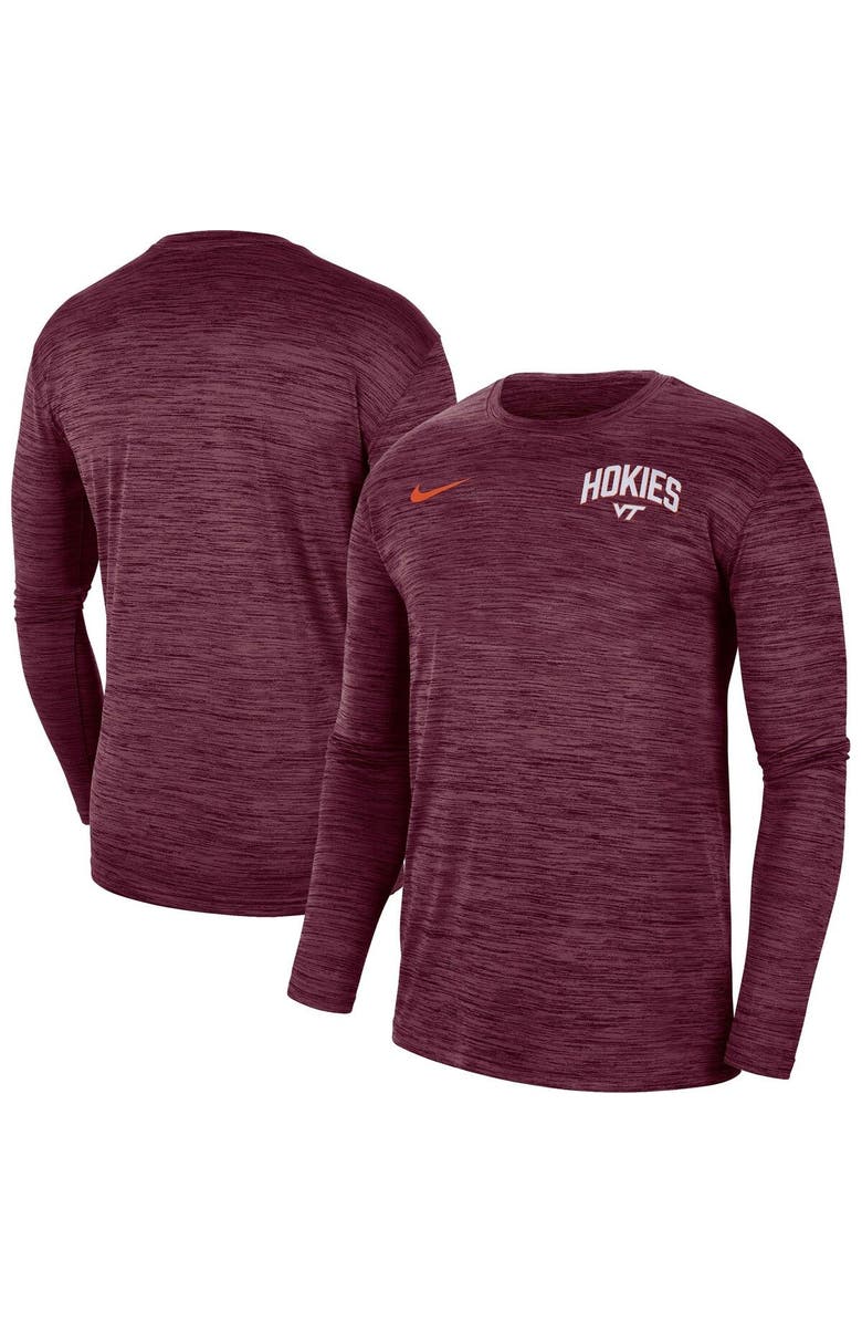 Nike Men's Nike Maroon Virginia Tech Hokies Sideline Game Day Velocity Performance Long Sleeve T-Shirt, Main, color, 