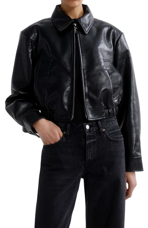Nahla Cropped Recycled Leather Blend Jacket