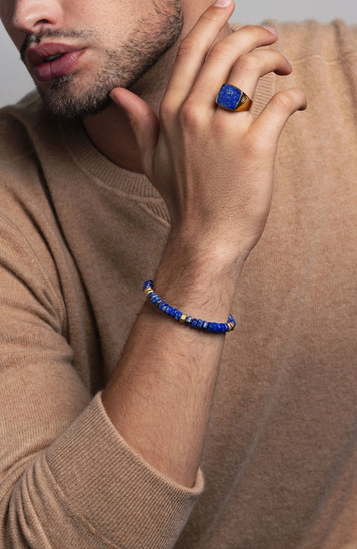 Nialaya Hexagon Beaded Bracelet In Blue