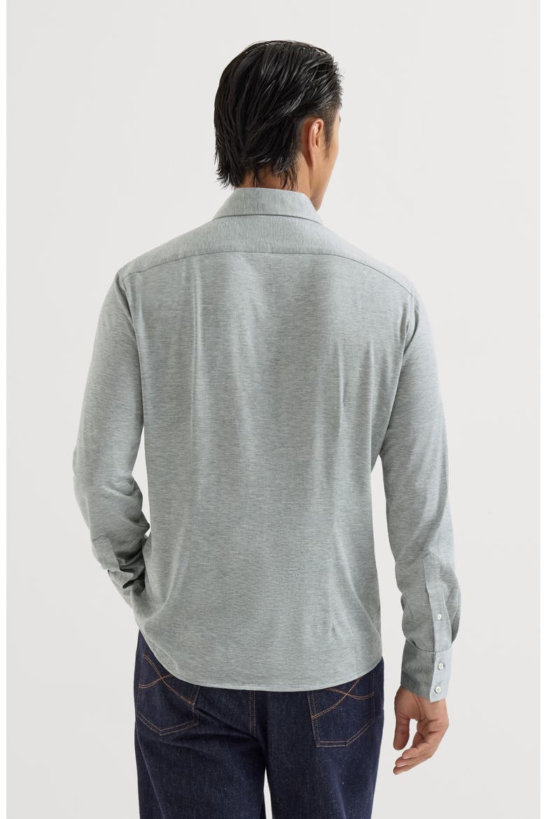 Silk and cotton lightweight jersey shirt with spead collar, Alternate, color, Grey