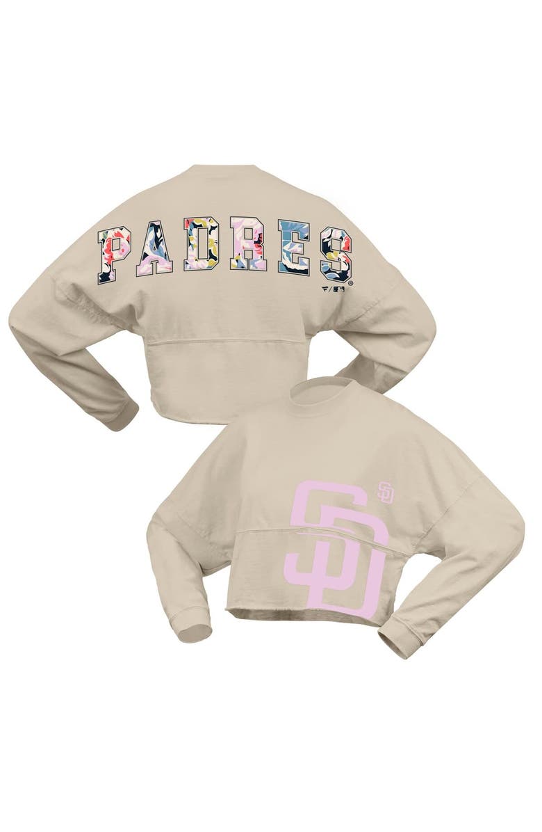 FANATICS Women's Fanatics  Cream San Diego Padres Floral Preppy Cropped Long Sleeve T-Shirt, Main, color, 