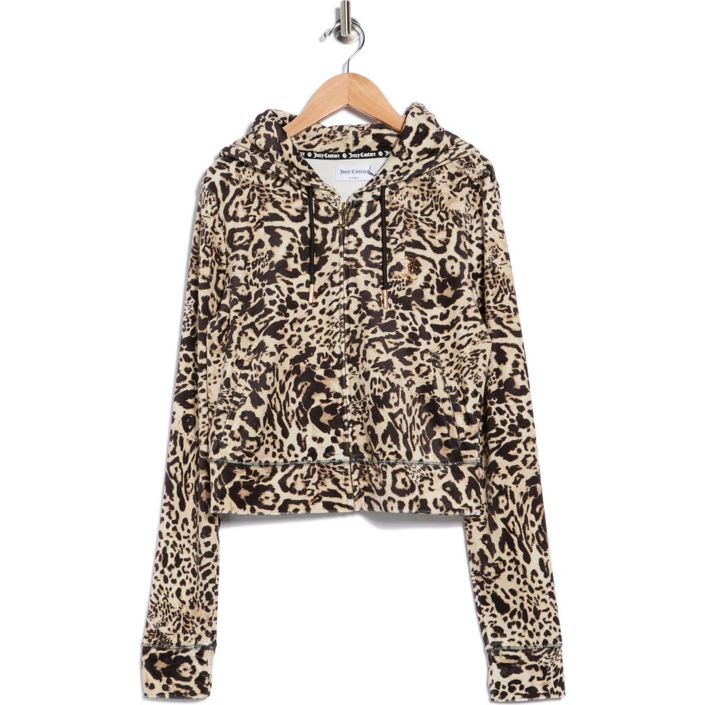 Juicy Couture Leopard Print Zip-up Hoodie In Multi