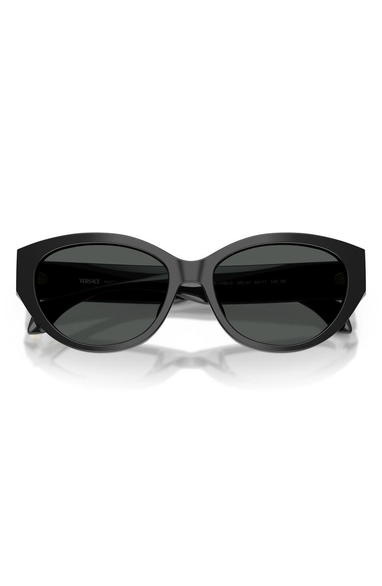 Versace 56mm Gradient Oval Sunglasses, Alternate, color, Black/ Dark Grey