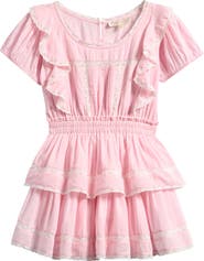 LoveShackFancy Kids' Jaime Lace Inset Tiered Dress