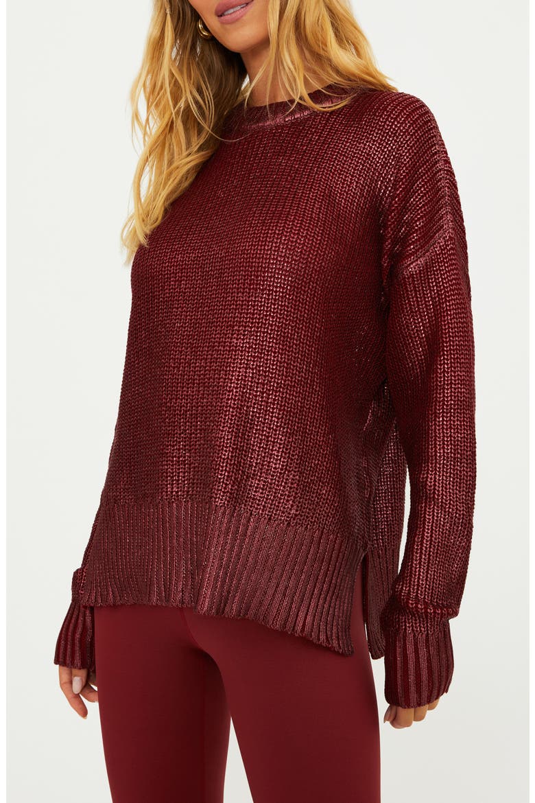 Callie Oversize Sweater, Alternate, color, MERLOT SHINE