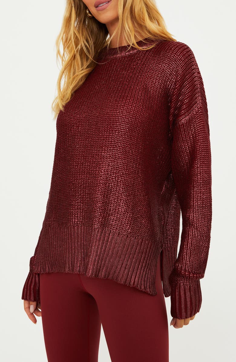 Beach Riot Callie Oversize Sweater, Alternate, color, Merlot Shine