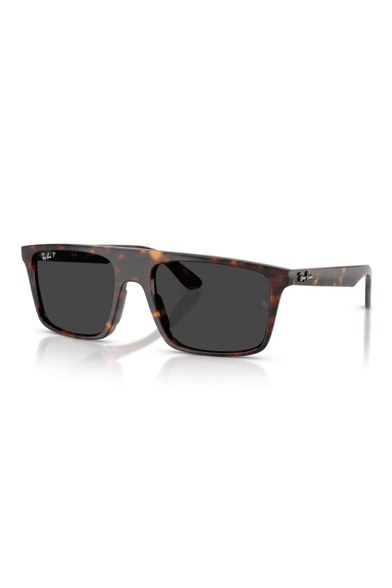 55mm Polarized Square Sunglasses, Alternate, color, HAVANA / POLAR BLACK