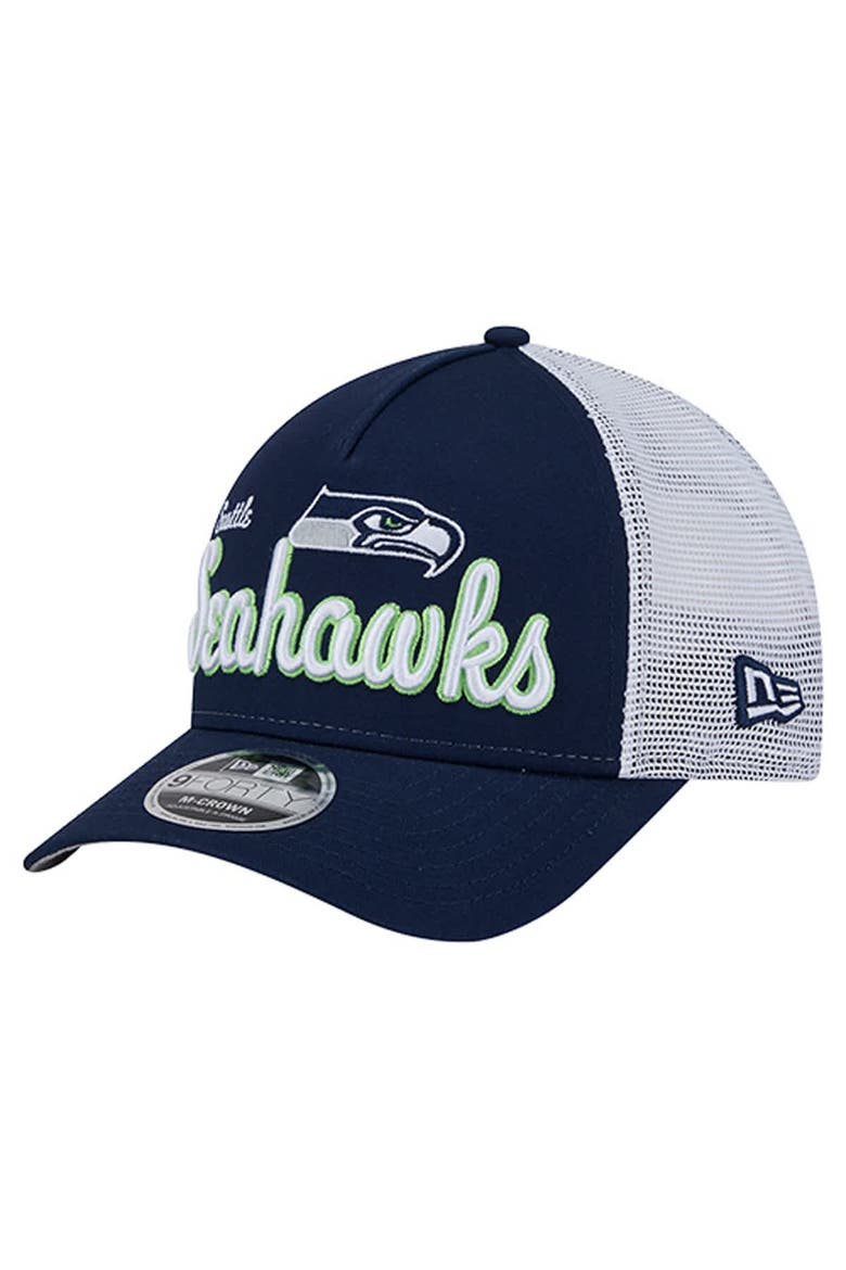 Men's New Era  College Navy Seattle Seahawks Side Lines 9FORTY Adjustable Hat, Main, color, College Navy