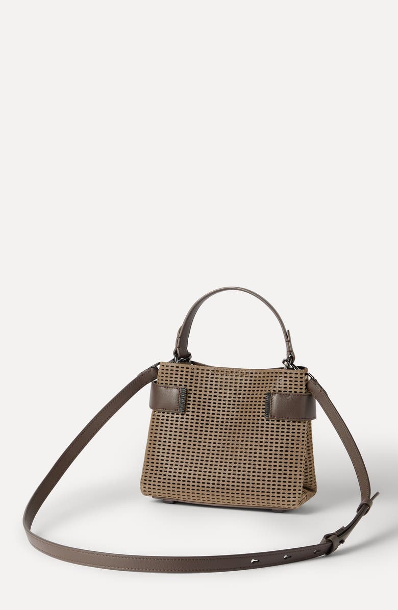 Brunello Cucinelli Leather Essence small top-handle bag, Alternate, color, Brown