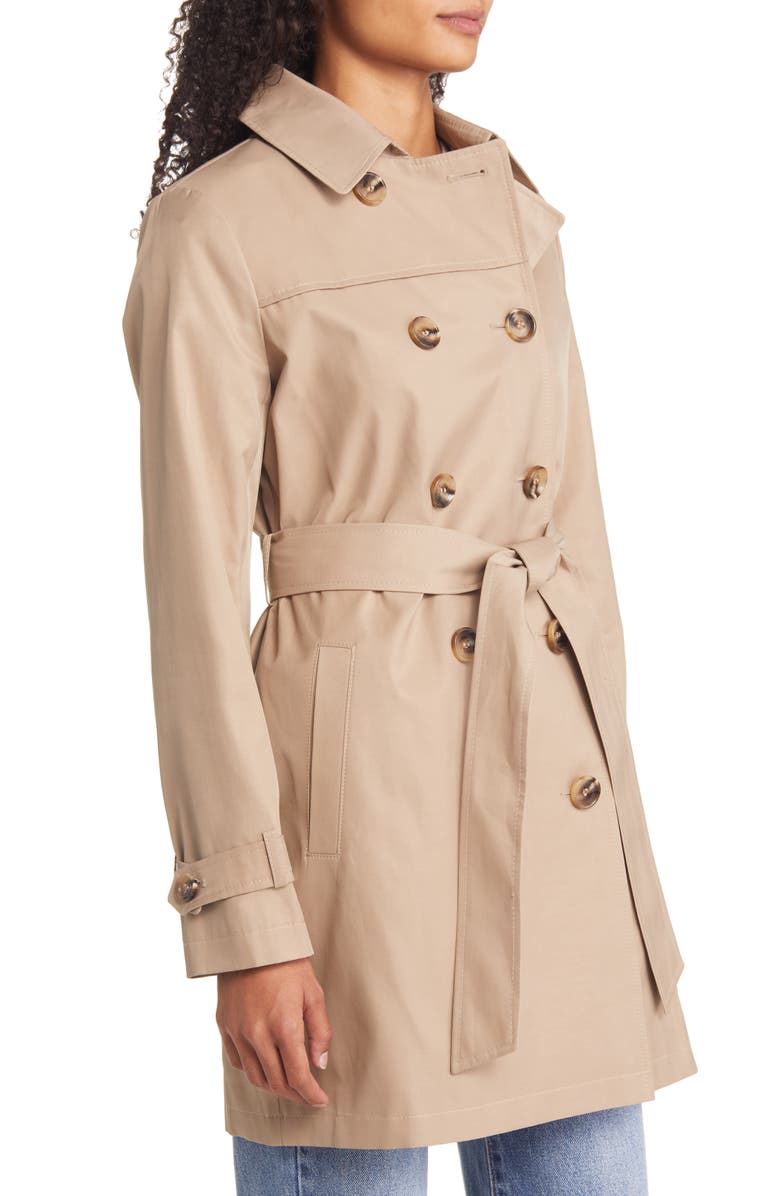 Sam Edelman Water Repellent Hooded Cotton Blend Trench Coat, Alternate, color,