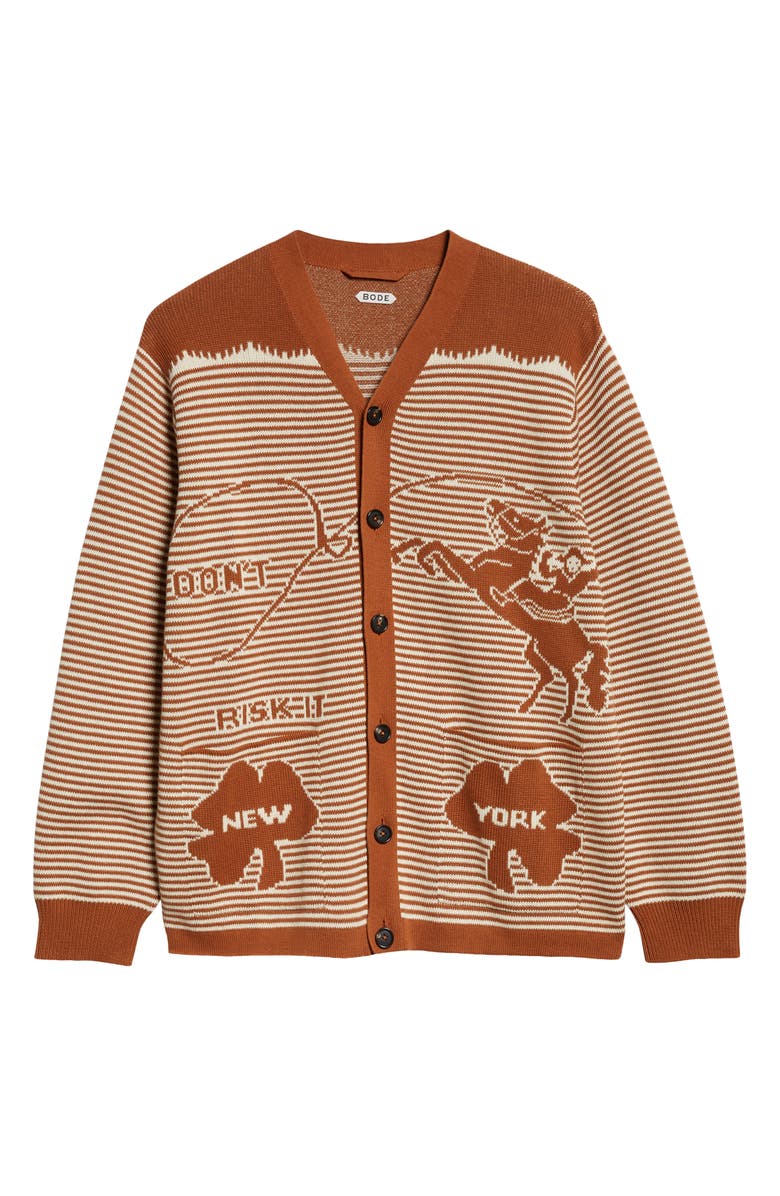 Bode Buckaroo Cardigan, Alternate, color, Brown/ Cream