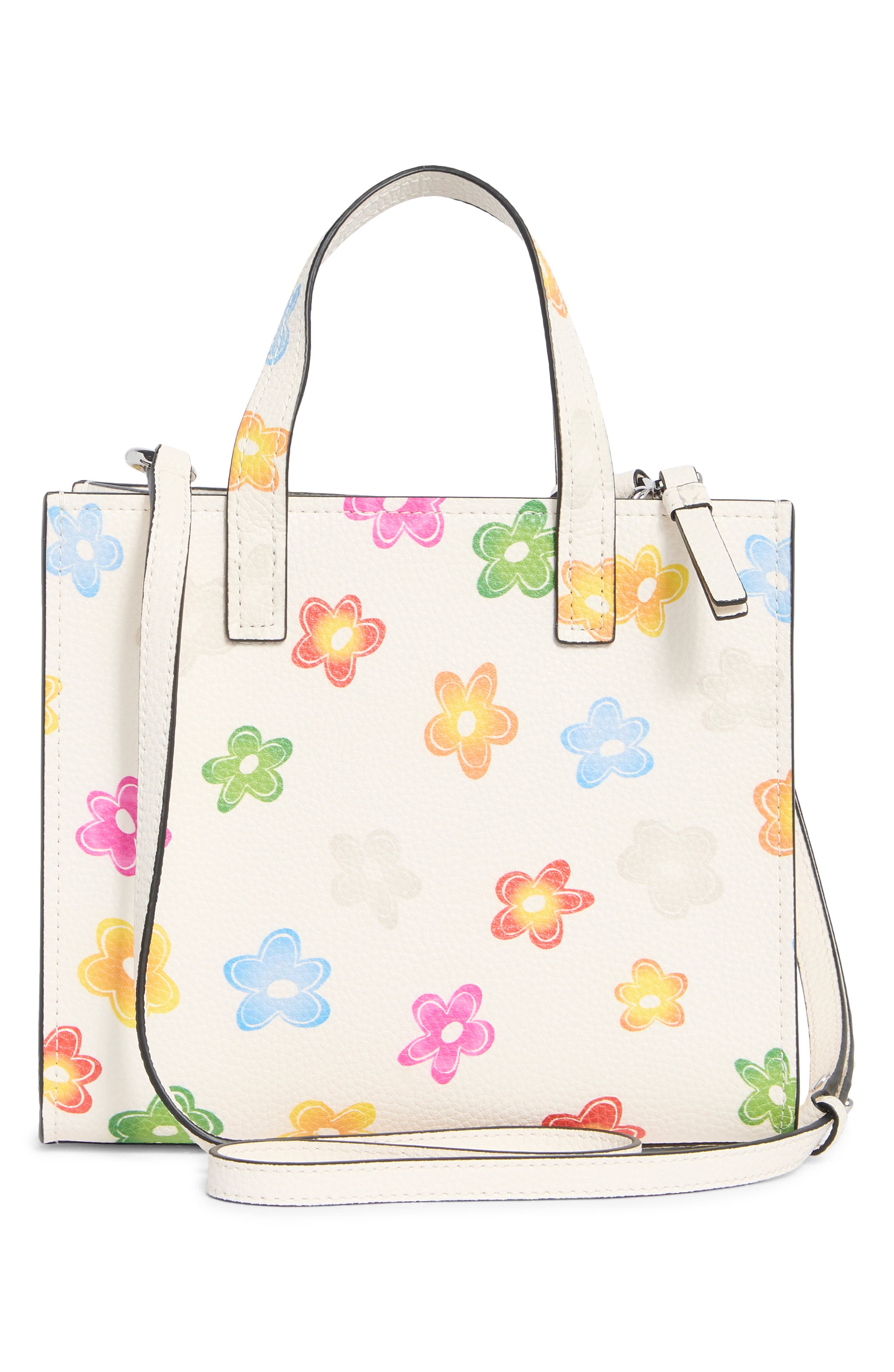Daisy Leather Mini Grind Tote Bag, Alternate, color, WHITE MULTI
