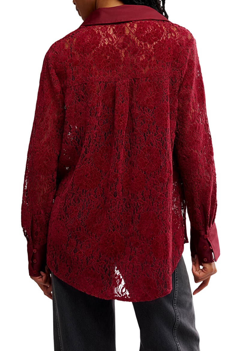 Faith Lace Button-Up Shirt, Alternate, color, CABERNET