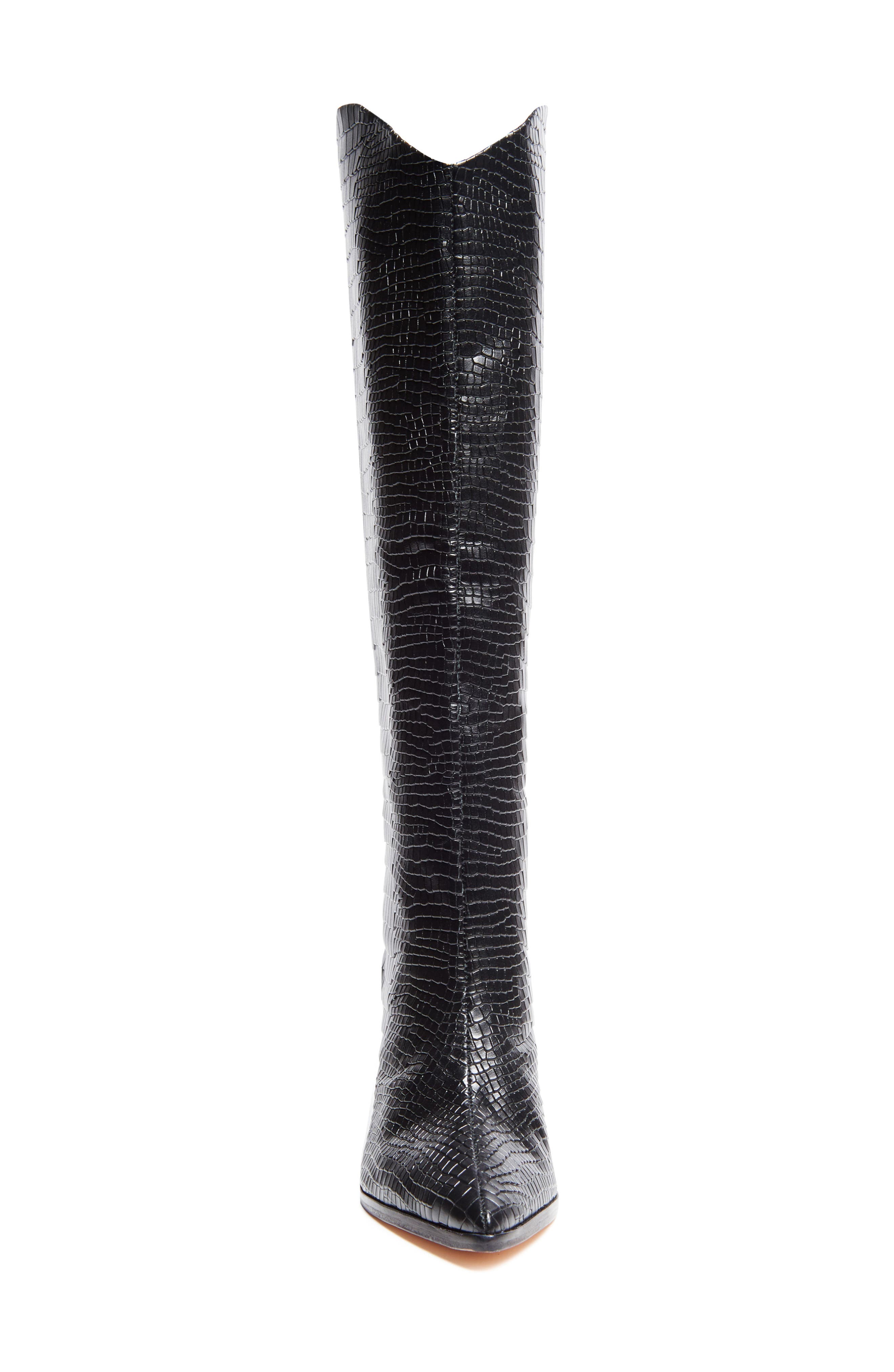 Schutz Maryana Pointed Toe Block Heel Knee High Boot, Alternate, color, Black