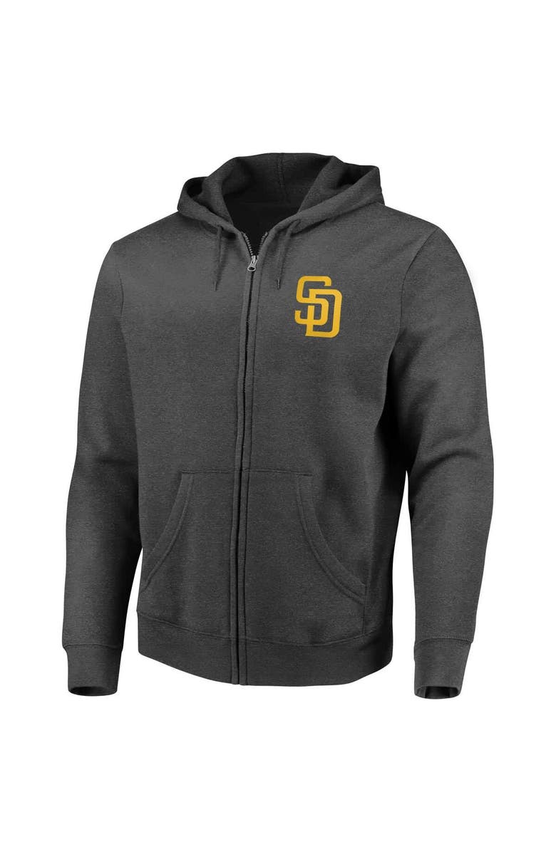 FANATICS Men's Fanatics  Heather Charcoal San Diego Padres Big Gamer Full-Zip Hoodie, Alternate, color, Heather Charcoal