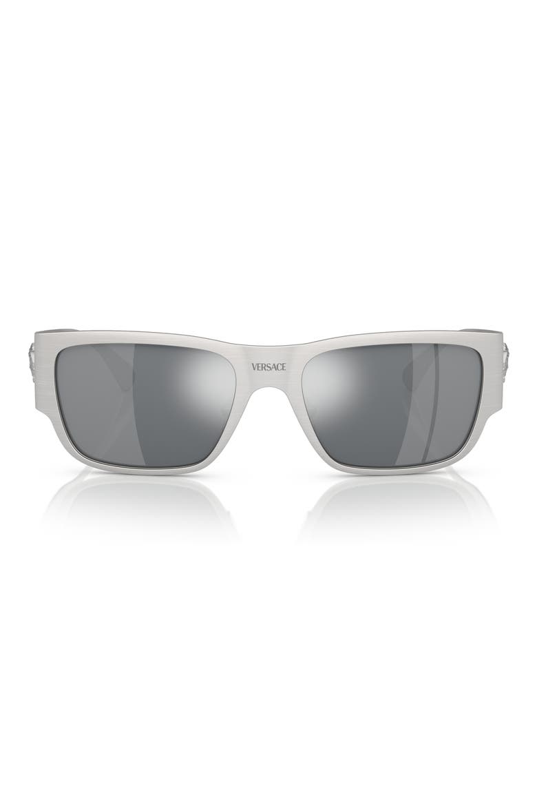 56mm Square Sunglasses, Main, color, SILVER