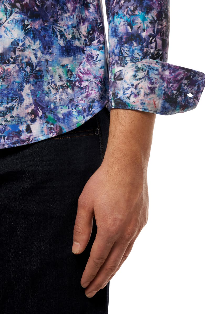 Robert Graham Mensa Print Performance Button-Up Shirt, Alternate, color,