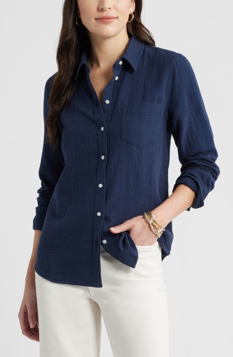 Casual Gauze Button-Up Shirt
