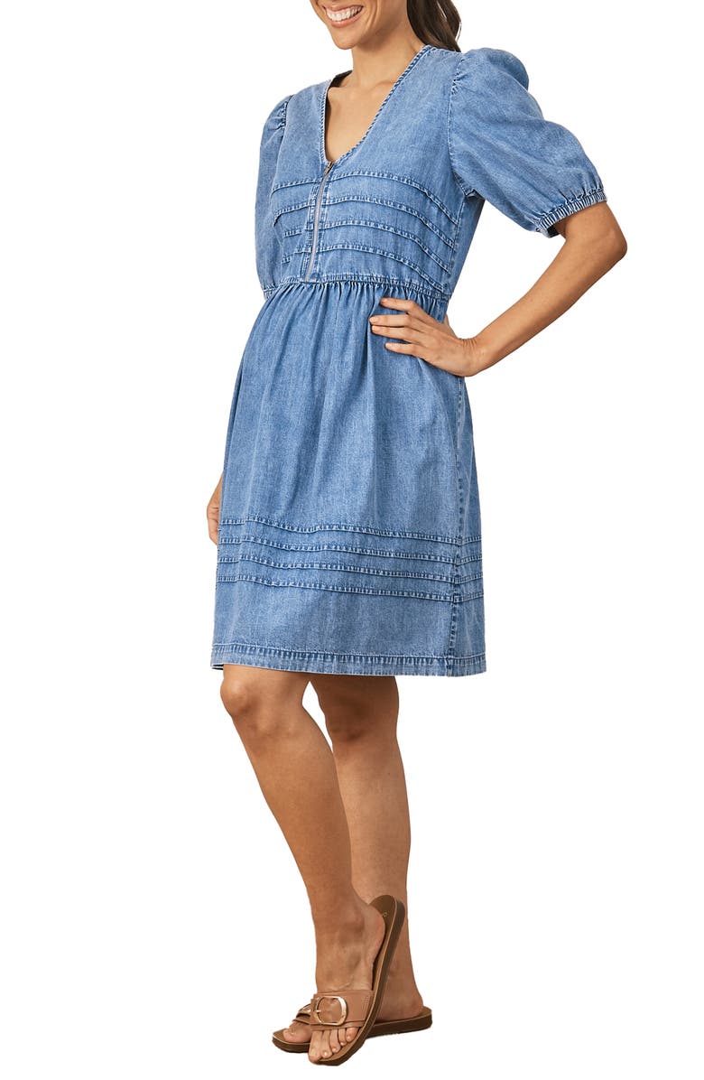 Angel Maternity A-Line Denim Maternity Dress, Alternate, color,