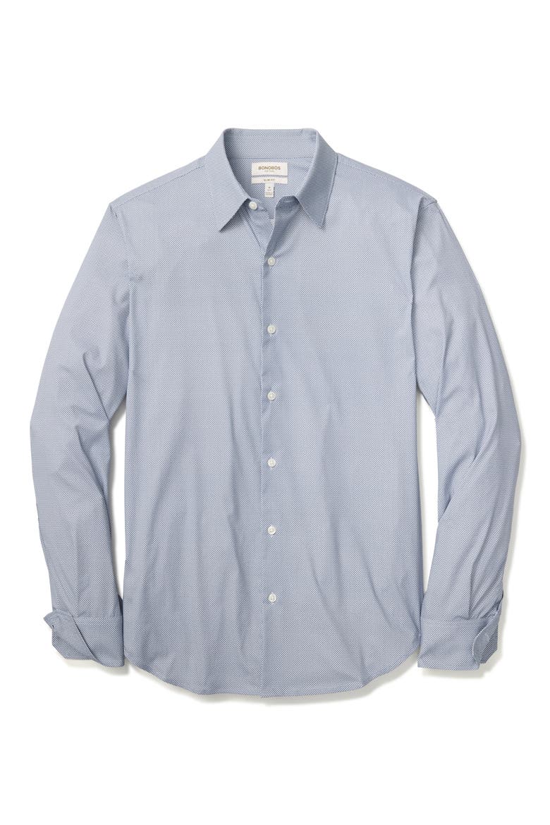 Tech Slim Fit Geo Print Performance Button-Up Shirt, Alternate, color, RHOADS WAVE GEO C36