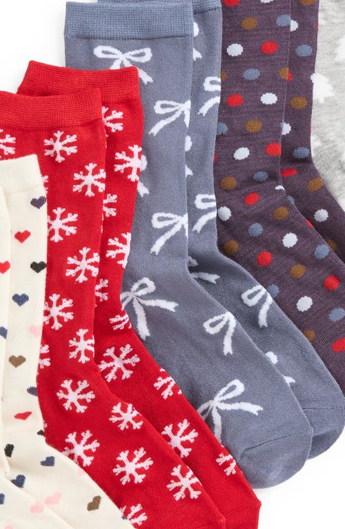 NORDSTROM NORDSTROM ASSORTED 5-PACK FESTIVE CREW SOCKS