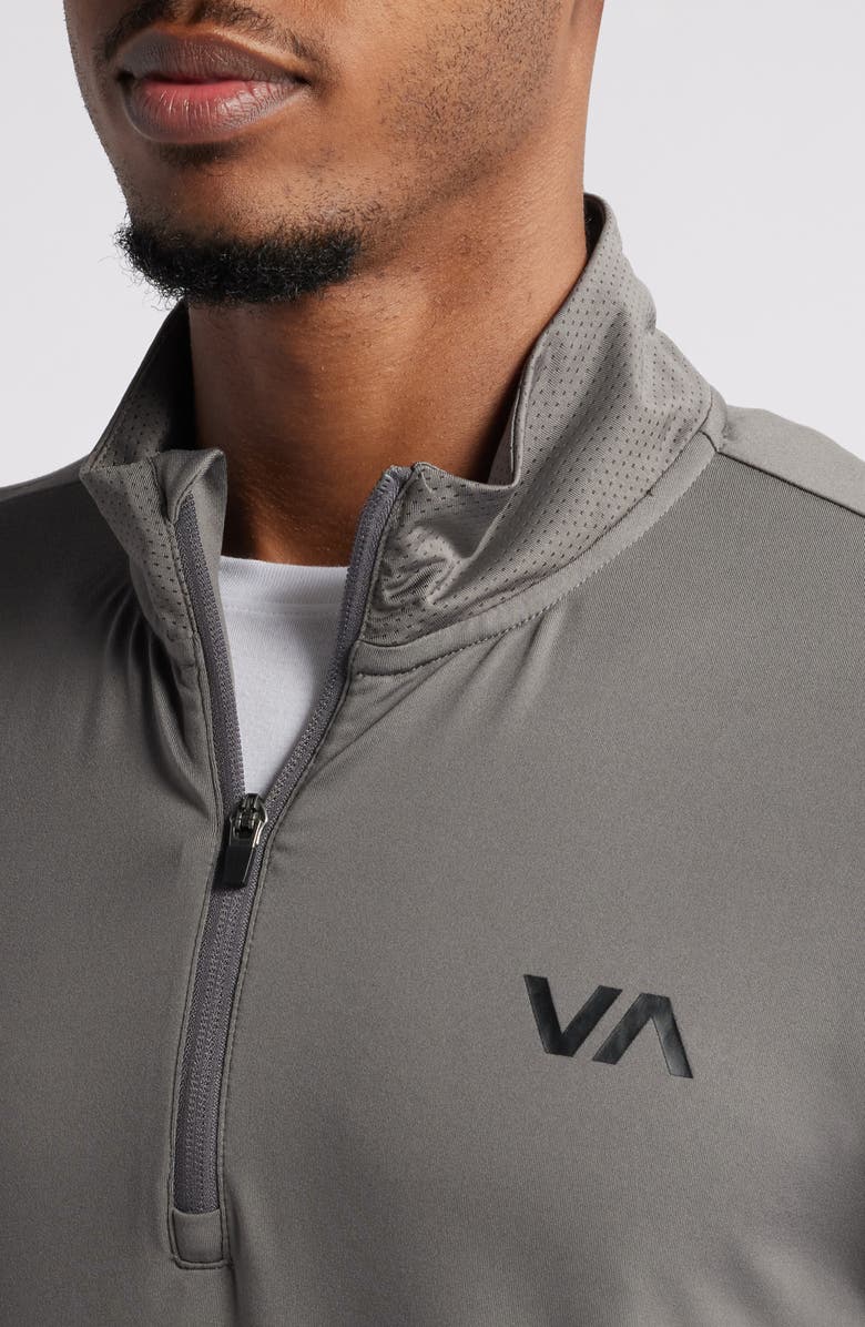 RVCA Recycled Polyester Blend Quarter Zip Pullover, Alternate, color, Graphite