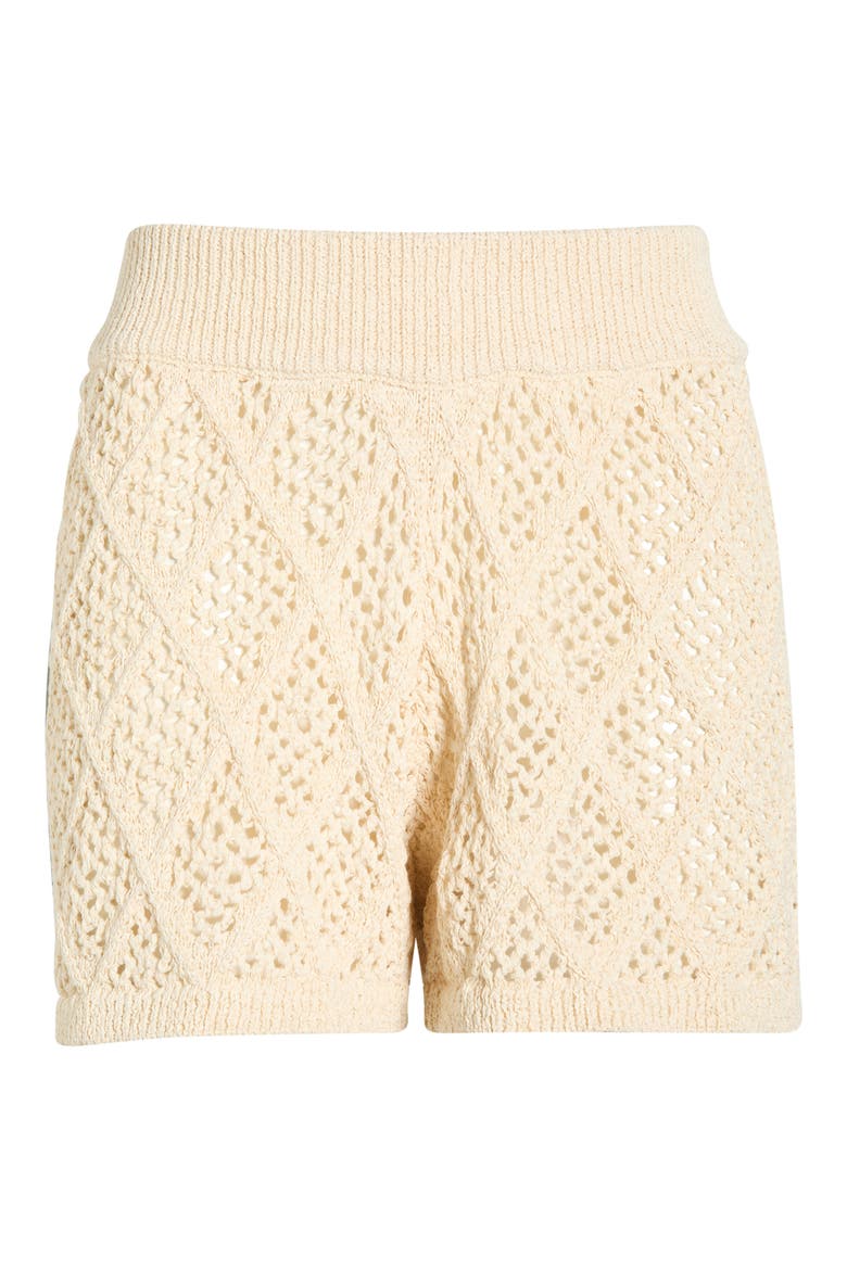 Openwork Knit Cover-Up Shorts, Alternate, color, NATURAL