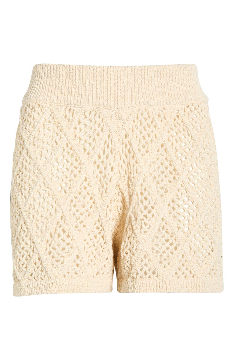 Elan Openwork Knit Cover-Up Shorts, Alternate, color, Natural
