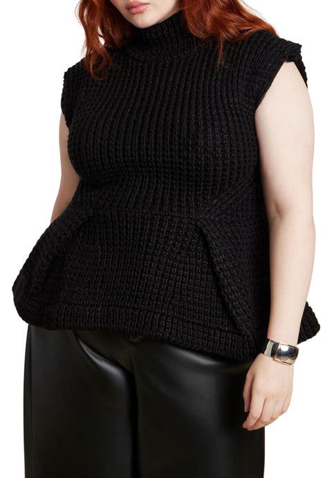 Turtleneck Peplum Sweater Vest
