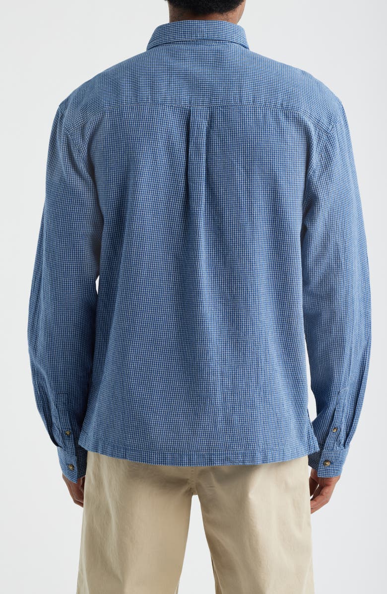 Topman Check Relaxed Fit Cotton Flannel Button-Up Shirt, Alternate, color, Blue