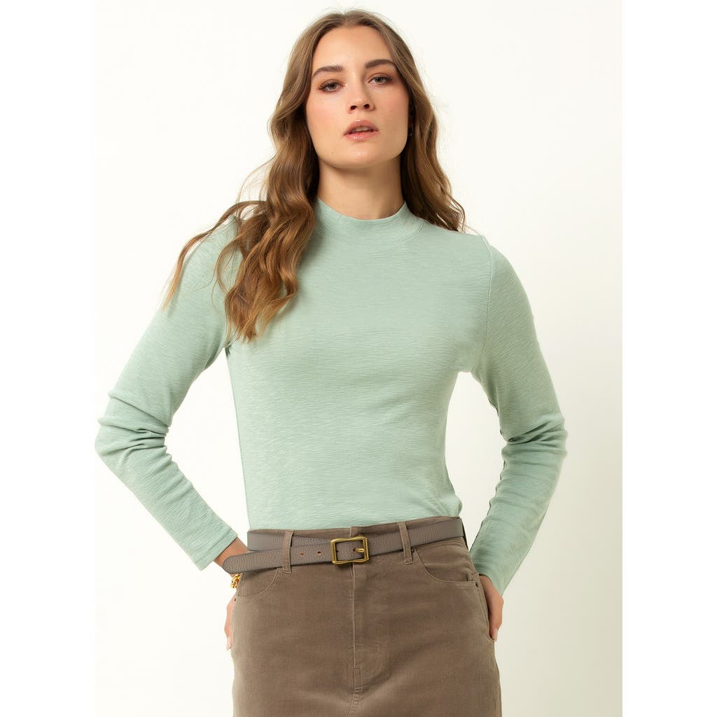 Single Stitch Long Sleeve Knit Top In Green