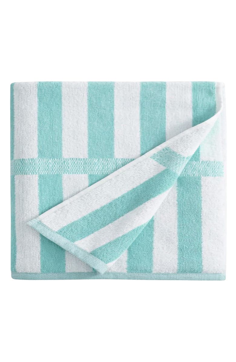 Calvin Klein Stripe Beach Towel, Main, color, Water Ballet/White