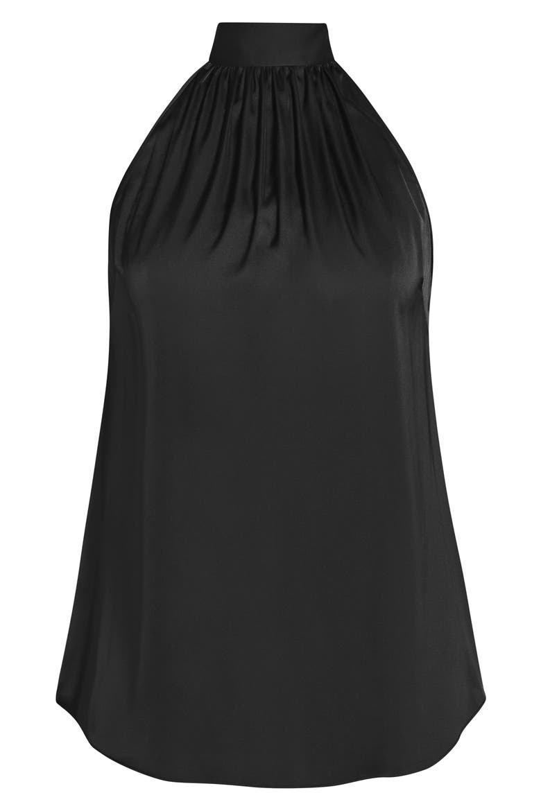 Shine Satin Halter Top, Alternate, color, BLACK