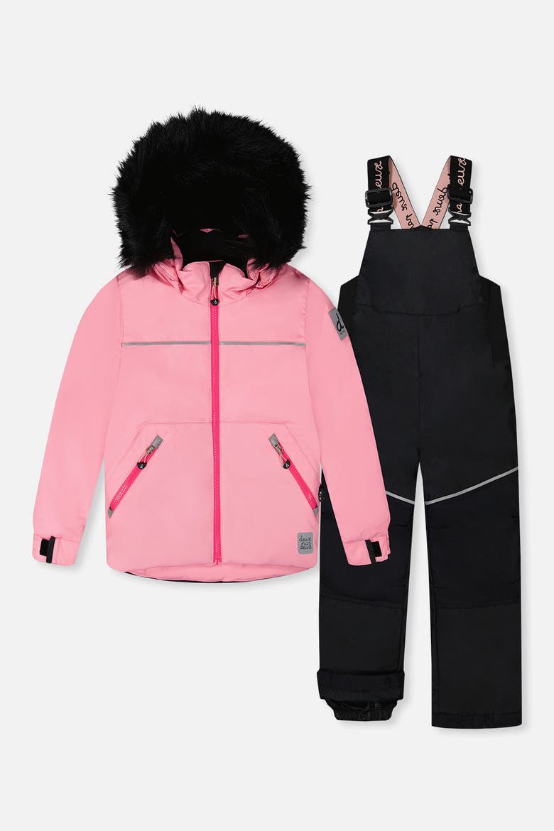 Girl Discover Fleece Jacket Snow Pants Two Piece Snowsuit, Main, color, Rose