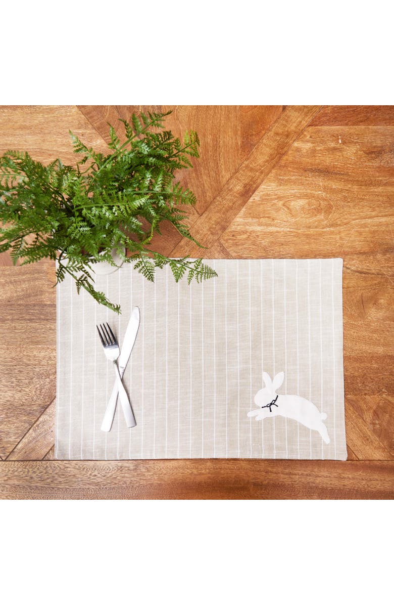 C&F Home White Bunny Hop Stripe Placemats Set of 6, 14" x 20", Alternate, color, Beige