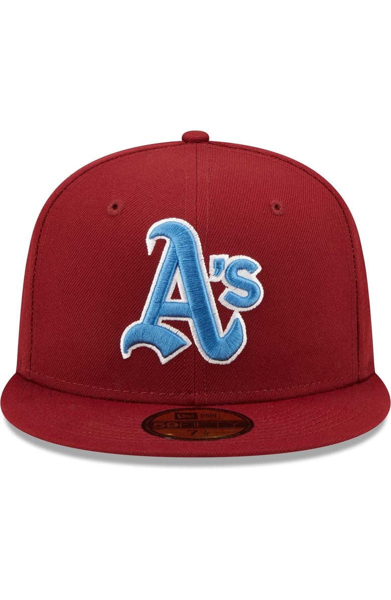 New Era Men's New Era Cardinal Oakland Athletics 40th Anniversary Air Force Blue Undervisor 59FIFTY Fitted Hat, Alternate, color, Cardinal