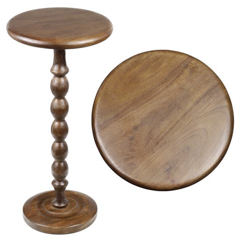 Augustus 24.5" Cottage Classic Spindle Wood Pedestal Round Drink Table and Decorative End Table